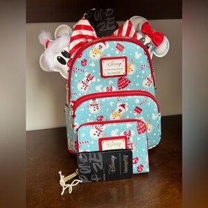 NWT Loungefly Disney Mickey and Minnie Snowman Backpack